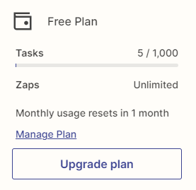 Zapier free plan